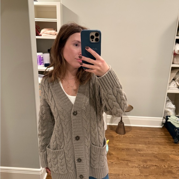 NAADAM Women's Chunky Cable Knit Cardigan - Beige - Picture 3 of 4